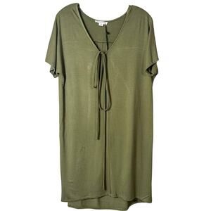 New with tags Loveriche Tie Neck Short Sleeve Shift Dress Olive Green Medium